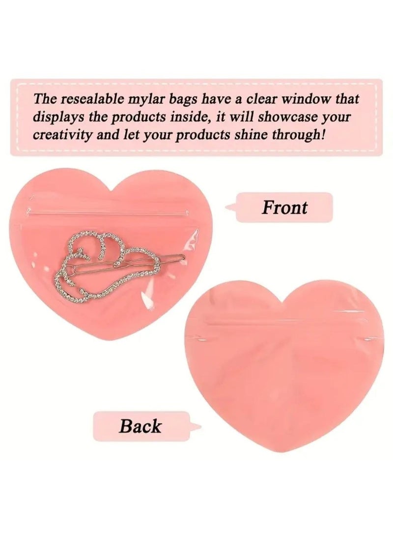 KRONFOL 25 pics Heart-Shaped Jewelry Bags Compatible for Earrings, Necklaces, Bracelets - Self-Sealing PVC Pouches with Cute Romantic Sealable Gift Bags for Valentine's Day, Birthdays, Weddings (Durable & Portable) - Image 4