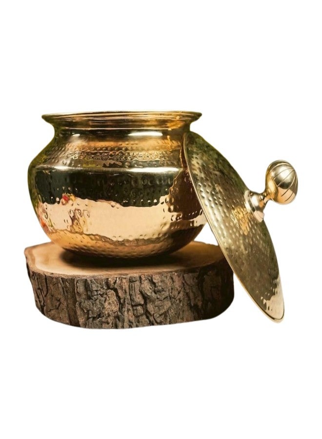Brass Handi with Lid | Traditional Patili for Cooking and Serving | Handcrafted Pital Cookware with Golden Finish | Durable Pot for Kitchen Use and Home Decoration (4 litres) - Image 5