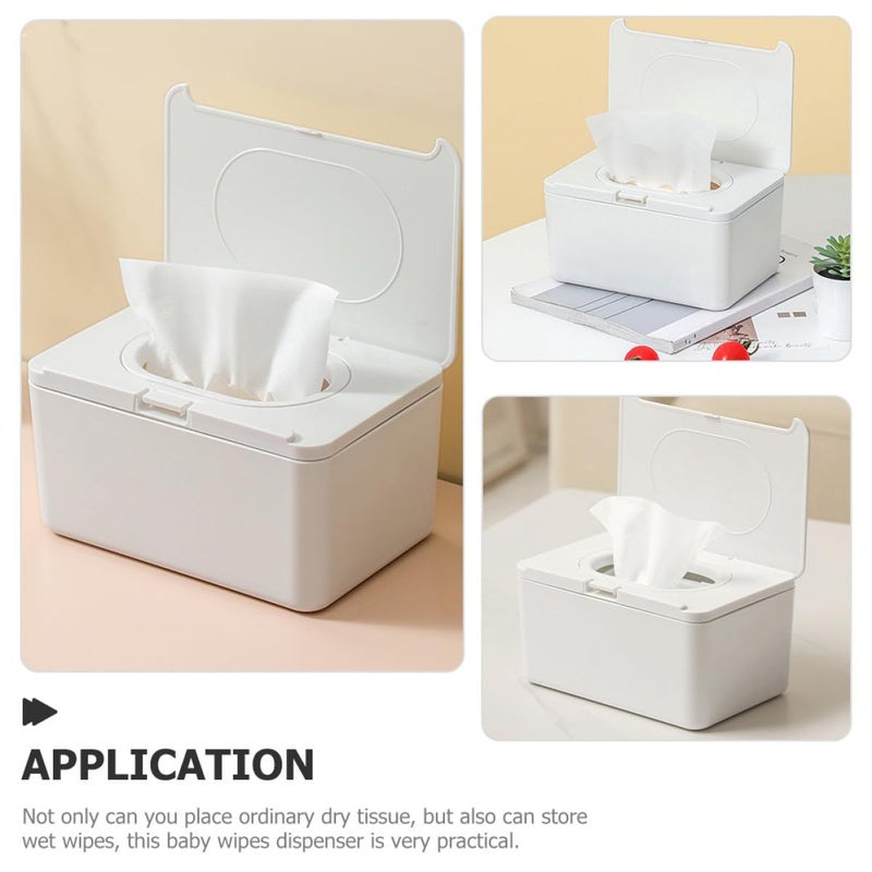 علبة مناديل بيضاء قابلة لإعادة التعبئة مع غطاء محكم، حامل محمول للمناديل للحضانة والحمام والسفر - Image 5