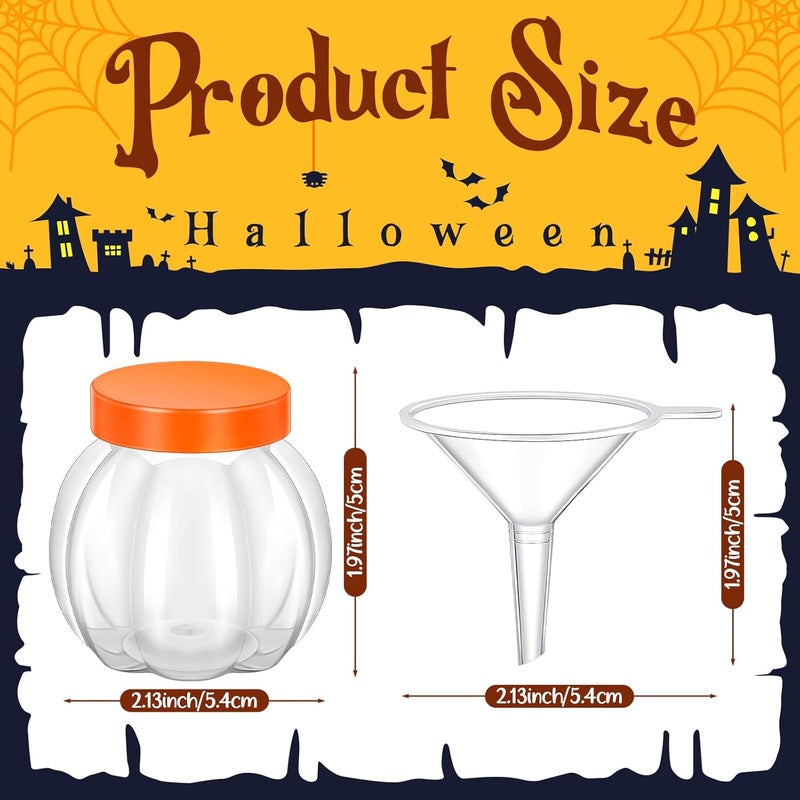 Hsei 100 Pcs 2 oz/ 60ml Plastic Pumpkin Jar with Lids Mini Halloween Pumpkin Candy Jar Small Fall Containers Clear Sand Art Potion Bottles for ThanksGiving Party Decoration Cookie Autume Gift Crafts - Image 2