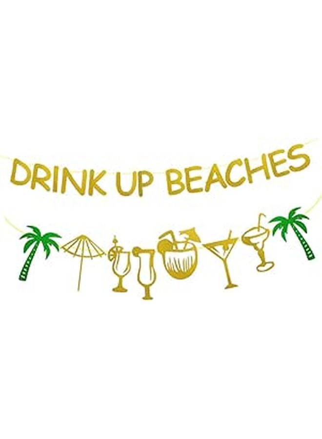 Glittery Tropical Beach Hanging Banner Decor For Luau Party Photo Backdrop 2 Pieces - Image 1