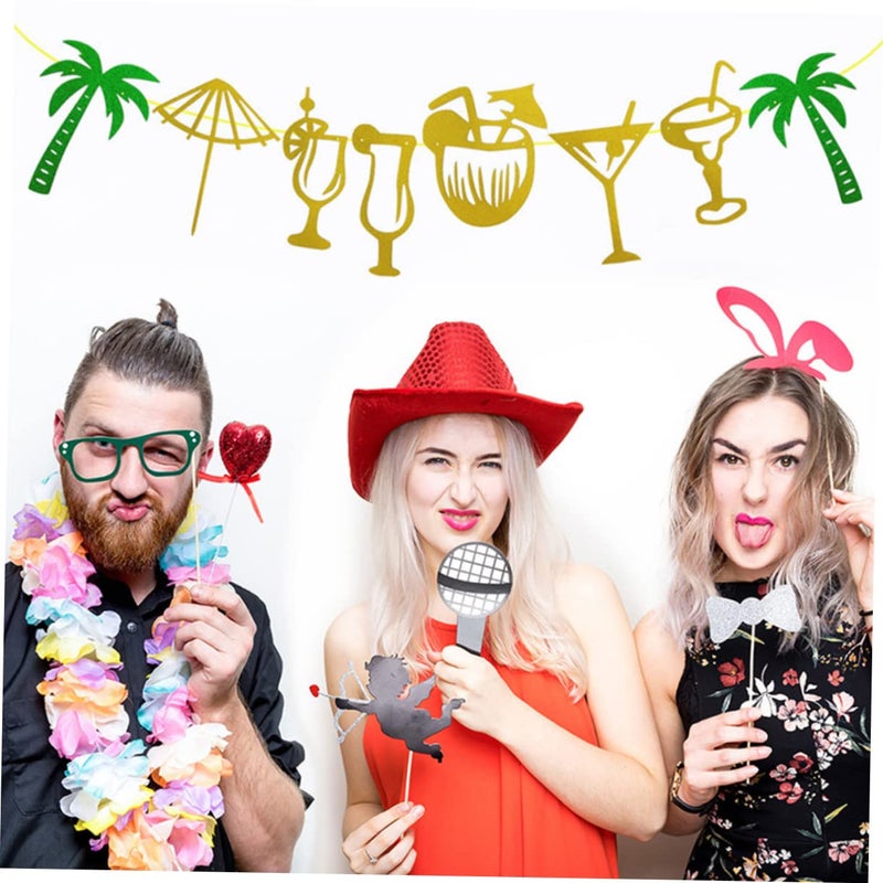 Glittery Tropical Beach Hanging Banner Decor For Luau Party Photo Backdrop 2 Pieces - Image 5