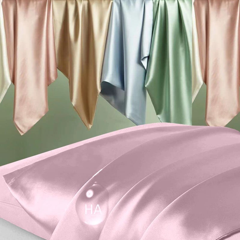 DKBslik Silk Pillowcase 2 Pack, Mulberry Silk Pillow Cases Queen Size Set of 2, Anti Acne Silk Pillowcase for Hair and Skin, Natural Silk Satin Pillowcases Gifts for Women Men 2 Pack with Zipper, Light Pink - Image 2