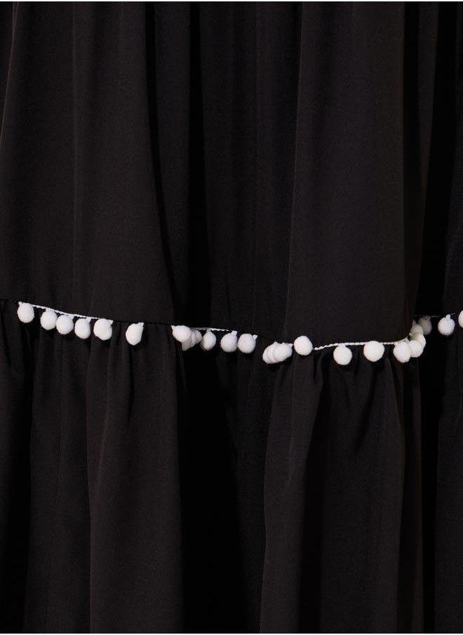 Take Two Solid Bombom Tassels Detail Maxi Skirt  - Image 3