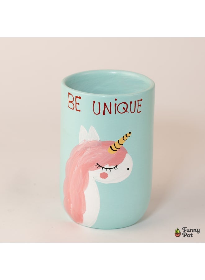Handmade pottery empty pot - turqoise - 12*10 cm