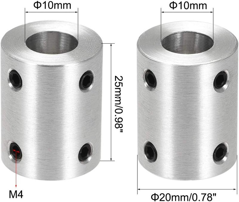uxcell 10mm to 10mm Bore Rigid Coupling Set Screw L25XD20 Aluminum Alloy,Shaft Coupler Connector for 3D Printers, Motor Accessories,4pcs - Image 2