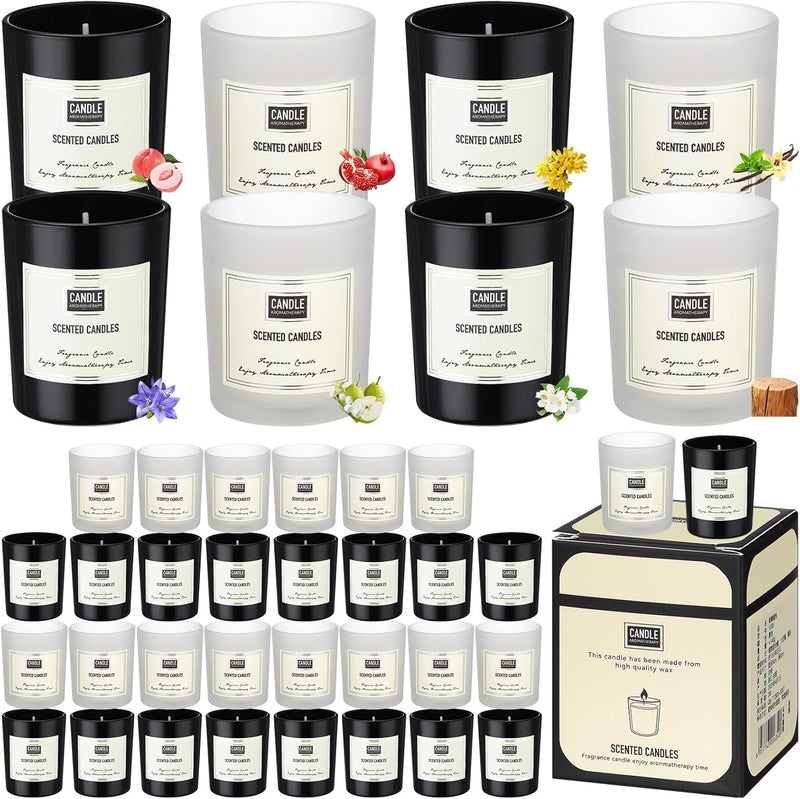 MTLEE 48 Pcs Scented Candles Bulk Thank You Gift Candles Set for Women Aromatherapy Soy Wax Jar Home Long Lasting for Employees Wedding Mother's Day Teacher Birthday Gift(Black, White)