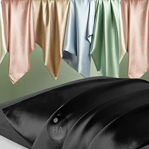 DKBslik Mulberry Silk Pillow Cases Standard Size, Silk Pillowcase for Hair and Skin, Both Sides Natural Silk Satin Pillowcase for Sleeping Women with Zipper, Gifts for Women Men, Black - Image 2