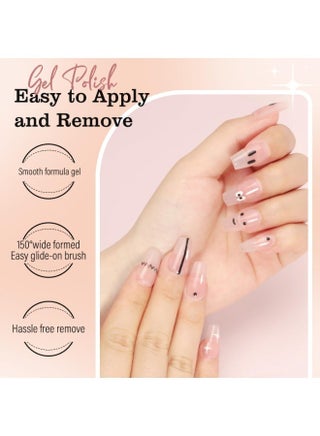 Gel Nail Polish Jelly Nude Set,Sheer Natural Milky Pink 6 Colors Gel Polish Nail Kit Soak Off LED UV Varnish Nail Art Manicure Kit - view 5