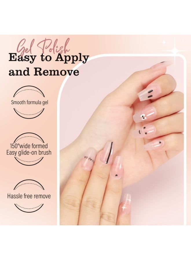 فزانيست Gel Nail Polish Jelly Nude Set,Sheer Natural Milky Pink 6 Colors Gel Polish Nail Kit Soak Off LED UV Varnish Nail Art Manicure Kit - Image 5