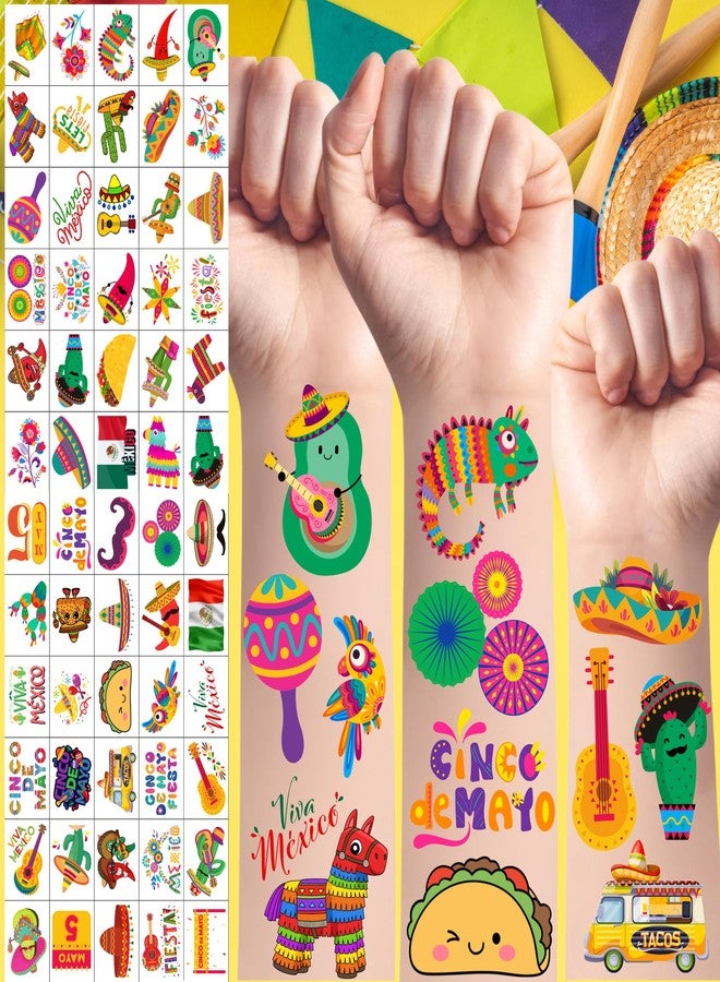 Backtopeia Cinco De Mayo Temporary Tattoos - Cinco De Mayo Decorations Fiesta Party Decorations Supplies Accessories Traditional Mexico Fiesta Party Favors Mexican Design Taco Celebration Gift Idea For Family - Image 5