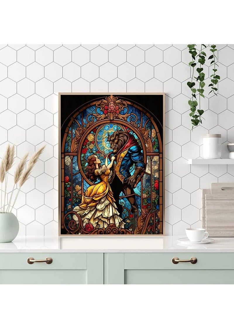 Generic - Diamond Painting Kits for Adults for Beginners 12x16inch Beauty and The Beast DIY 5D Diamond Art Kits Full Drill Diamond Dots Paintings with Diamonds Gem Arts Crafts for Home Wall Decor Gifts - Image 1
