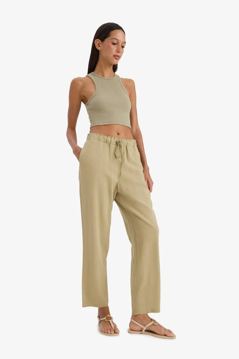 ديفاكتو Jogger High Waist Linen Trousers