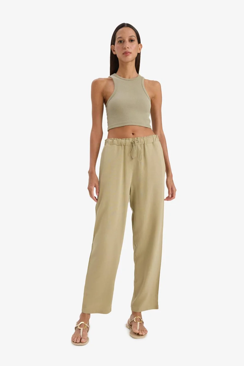ديفاكتو Jogger High Waist Linen Trousers