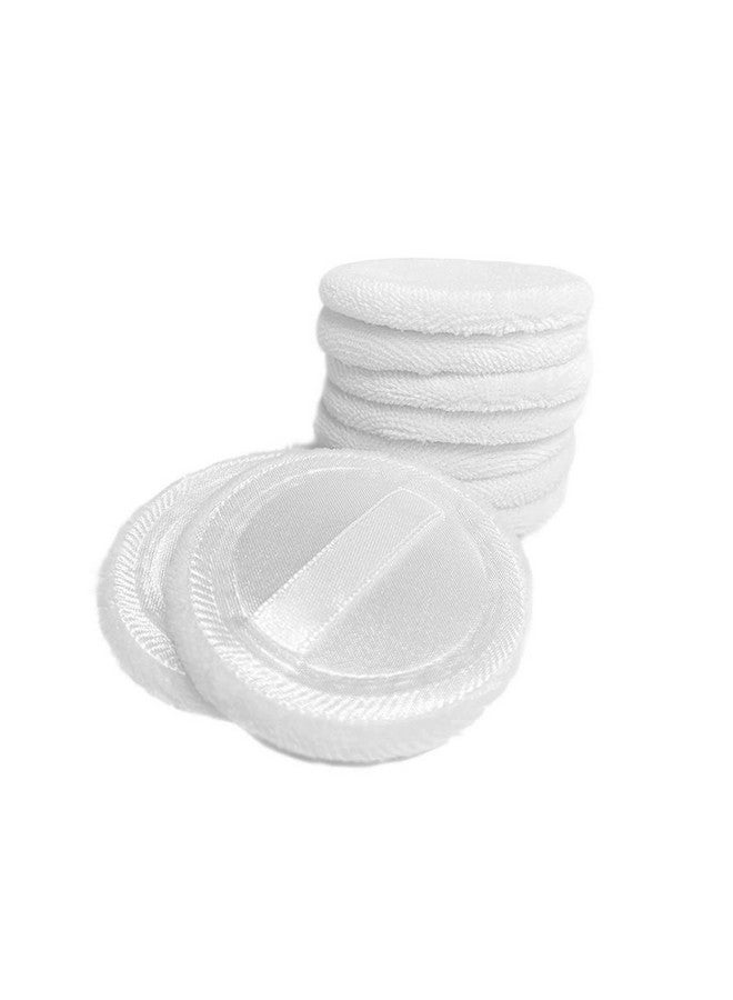 LOOKSEVEN 10pcs Powder Puff Cotton Cosmetic Powder Face Makeup Puffs Pads with Ribbon for Loose and Foundation 2.36 inch. (White) - Image 4