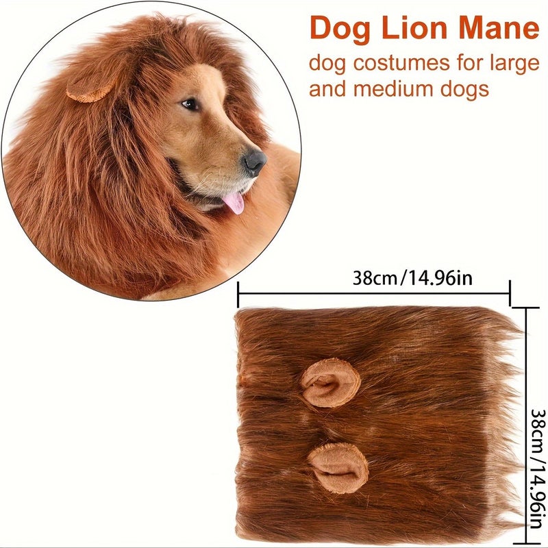 Lion Mane Dog Costume for Medium Large Breeds Dark Brown Halloween - Image 3