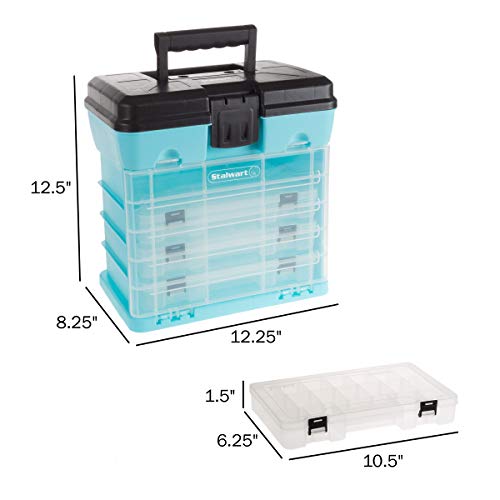 Stalwart Portable Tool Box - Small Parts Organizer with Drawers and Customizable Compartments for Hardware, Tackle, Beads, or Crafts by Stalwart (Light Blue) - Image 2