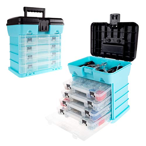 Stalwart Portable Tool Box - Small Parts Organizer with Drawers and Customizable Compartments for Hardware, Tackle, Beads, or Crafts by Stalwart (Light Blue) - Image 1