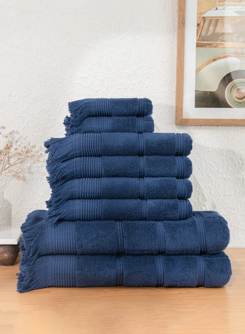 ZYMTA 8 Pieces Towel Set 100% Turkish Cotton 600 GSM Premium Quality Soft and Absorbent Includes 2 Hand Towels, 4 Face Towels, 2 Bath Towels, Best Towel for Bathroom, Spa, Hotel and Gym  - Image 2