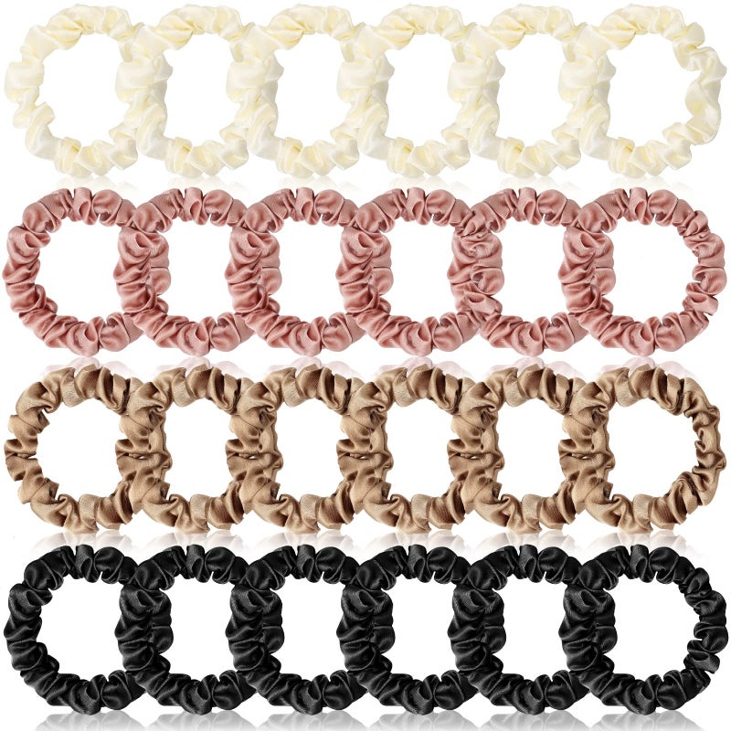 XunYee 24 Pcs Silk Hair Scrunchies Hair Ties Bands Colorful Satin Silk Elastic Large Satin Ponytail Holders Vintage Accessories for Women236 InchClassic Colors