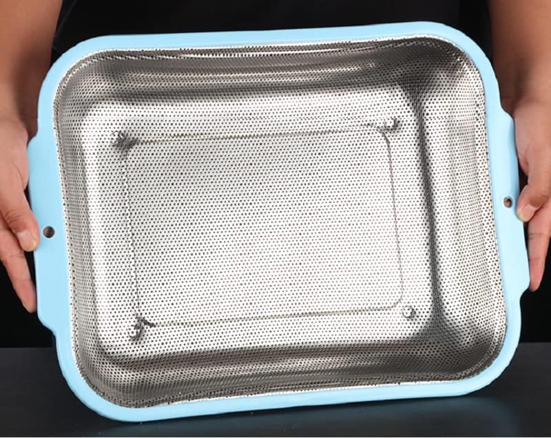 KN ENTERPRISE KN Rectangular Plastic Handle Colander Stainless Steel with Metal Strainer Basket Kitchen Food Drainer for Pasta Spaghetti Wash Rice Drain Veggies Fruits 02Pack - Image 5