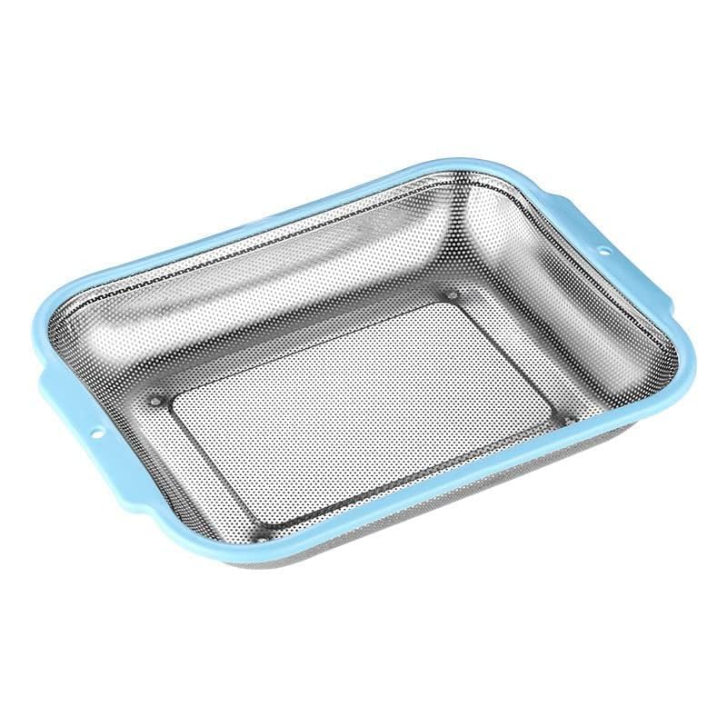 KN ENTERPRISE KN Rectangular Plastic Handle Colander Stainless Steel with Metal Strainer Basket Kitchen Food Drainer for Pasta Spaghetti Wash Rice Drain Veggies Fruits 02Pack - Image 2