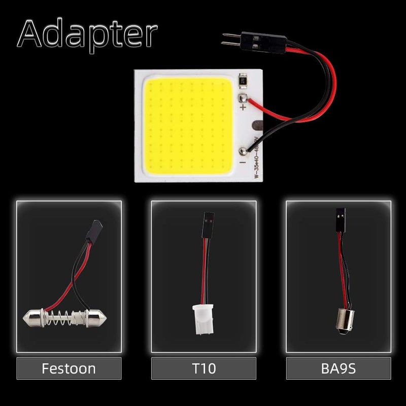 Grandview COB 10-Pack 48-SMD DC12V LED Panel Dome Lamp Auto Car Interior Reading Plate Light Roof Ceiling Interior Wired Lamp With 10x BA9S T10 Festoon Adapters - Image 2