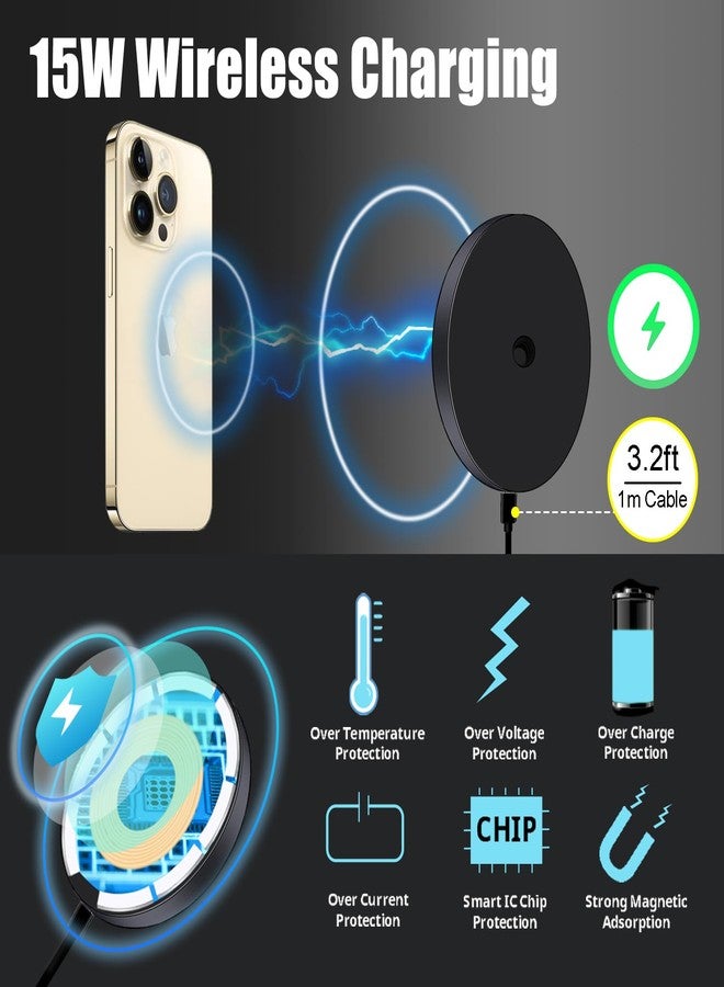 HAFOKO Magnetic Cell Phone Selfie Stick Tripod with 1/4" Magnetic Wireless Charging Mount Extendable Mini Desktop Smartphone Tripod compatibel for Magsafe iPhone 17/16/15/14/13/12 Pro Max - Image 3