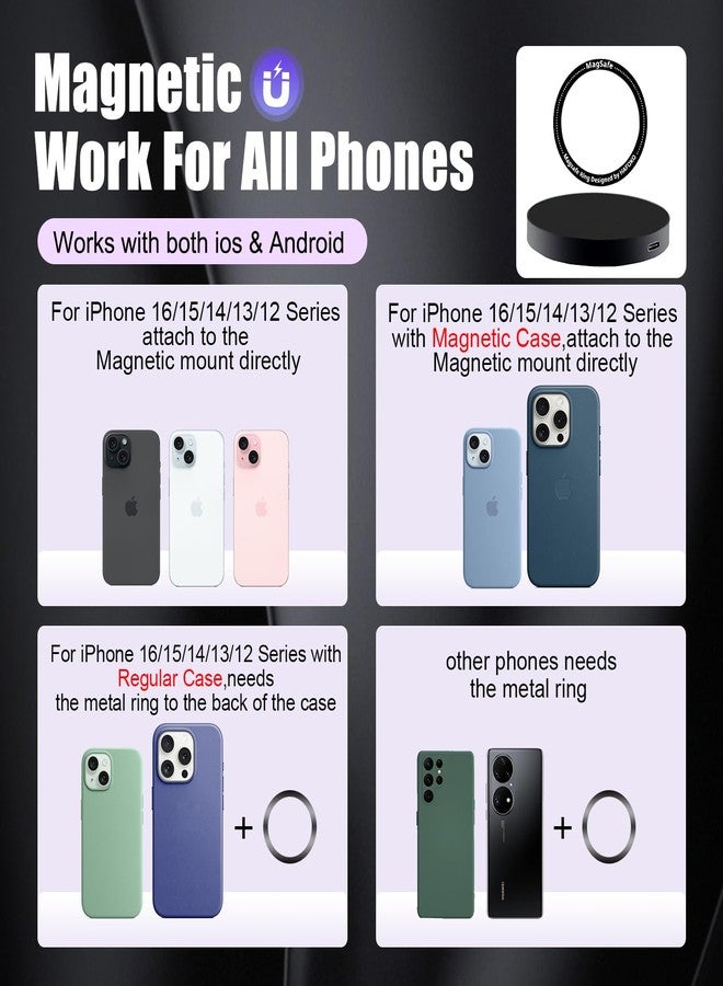 HAFOKO Magnetic Cell Phone Selfie Stick Tripod with 1/4" Magnetic Wireless Charging Mount Extendable Mini Desktop Smartphone Tripod compatibel for Magsafe iPhone 17/16/15/14/13/12 Pro Max - Image 5