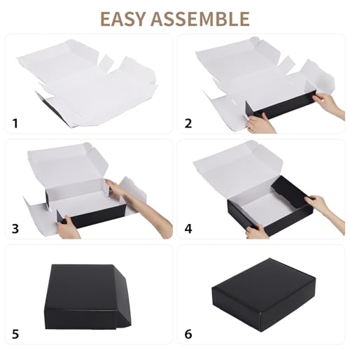 RLAVBL 12x9x4 Shipping Boxes Set of 20, Black Corrugated Cardboard Box for Packing, Mailing, Business, Gift - Image 5