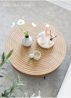 Merry Moments Solid Wood Table Modern Round Cafe Table Sofa Side Table End Table Snack Table Natural Wood Finsh for Living Room Bedroom Office Retail Pinewood Metal Base H46xL60xW60 cm  - Image 4
