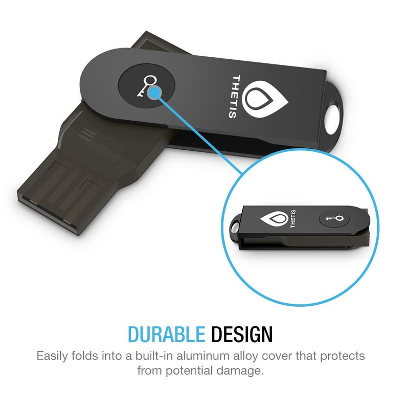 THETIS FIDO U2F Security Key, Thetis [Aluminum Folding Design] Universal Two Factor Authentication USB (Type A) for Extra Protection in Windows/Linux/Mac OS, Gmail, Facebook, Dropbox, SalesForce, GitHub - Image 3