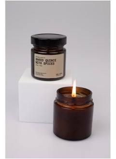 Generic Scented Candle in Amber Glass Jar 200ml – BAKED QUINCE WITH SPICES, Natural Coconut Soy Wax, Wooden Crackling Wick, Warm Fruity Aroma, IFRA & REACH Certified  - Image 3