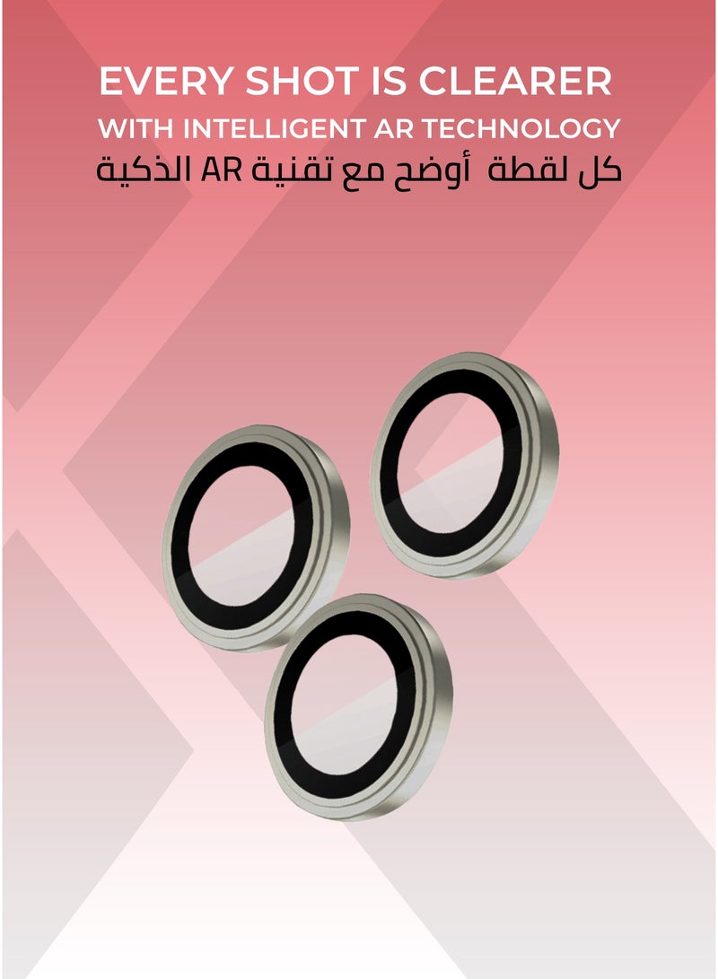 زوندا قطعتان من واقي عدسة الكاميرا ايفون 16 برو/ برو ماكس  تيتانيوم طبيعي  -  وضوح عالي الدقة, تركيب سهل ودقيق، مقاوم للخدش. - Image 4