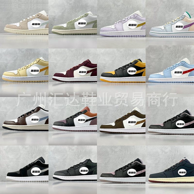 High Quality Private Domain Pure Original Company Grade Aj1 White Green Toe White Purple Low Side Leisure Sneaker Fn5214