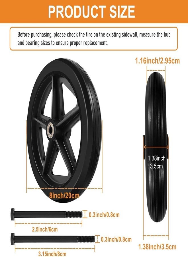 CANWUPON 2Pcs 8 Inch Replacement Wheelchair Wheels for Walkers - Environmentally Friendly Rubber Material, Wear-Resistant PU Tires, Anti-Slip, and Durable ABS Wheel Hub (8IN Narrow 2Pcs) - Image 2
