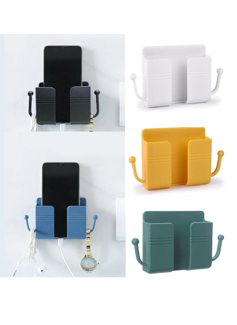 DIGI CORE - 5 Pcs Wall Mount Phone Holder Phone Stand With Data Cable Receiving Hole Multi Purpose Phone Charging Dock with Adhesive Phone Holder For Shower Charging Compatible With iPhone And Android Multicolor - Image 1