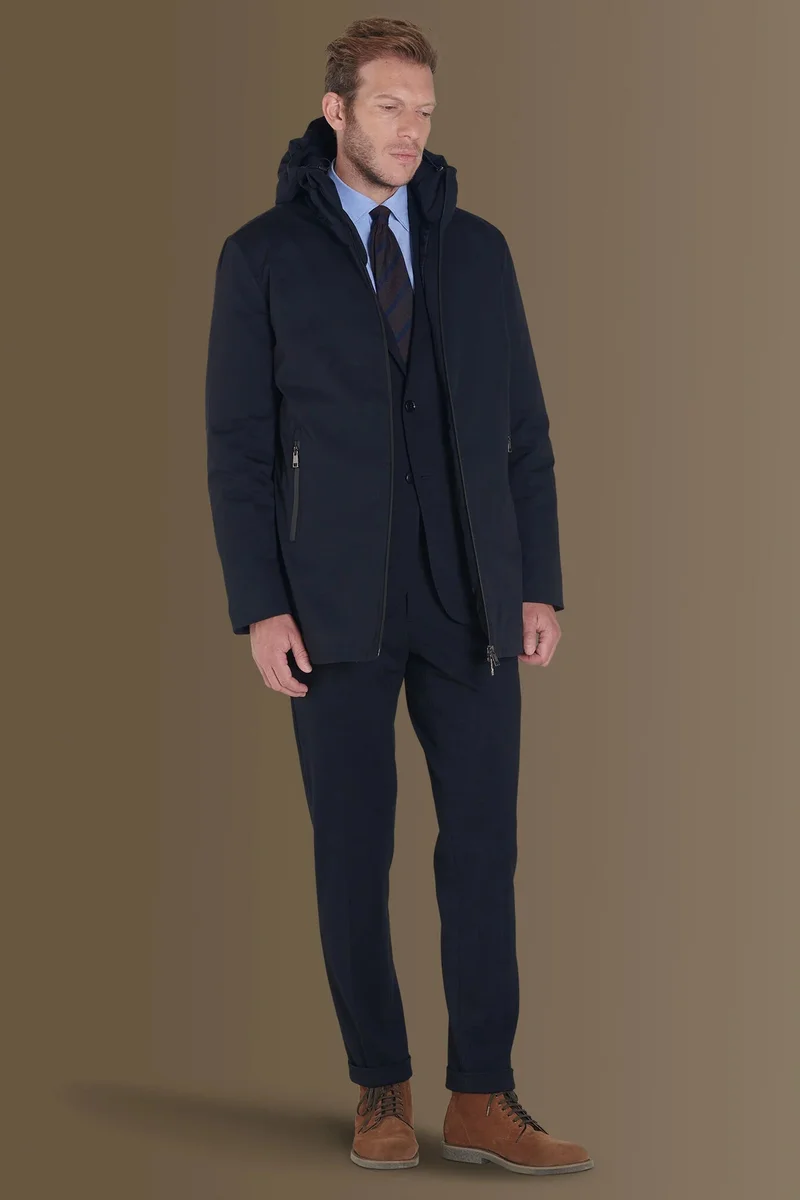 Coated tech parka - DK Blue