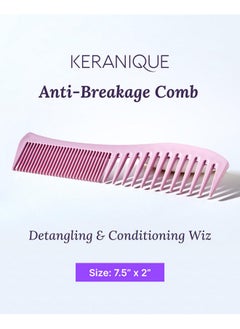 Keranique Detangling Hair Comb for Women - 2-Sided Gentle Styling Comb With Wide and Fine Teeth - Conditioning and Detangling Comb for Thin, Thick, Curly, Straight, and All Other Womens Hair Types by Keranique  - Image 2