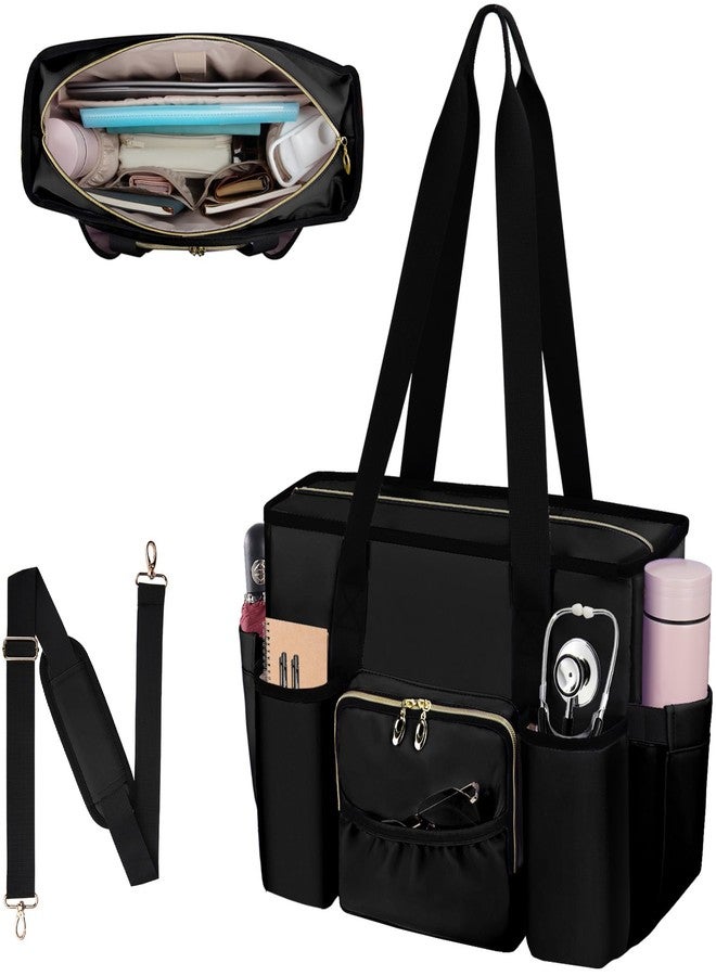 Wigojoy Nurse Bag, Work Bags with 15.6-inch Laptop Compartment, Teacher bag with Large Cup Holder, Nursing Tote Bag with Insulated Pocket for Nurses, Teachers, Students, and Professionals, Black - Image 1