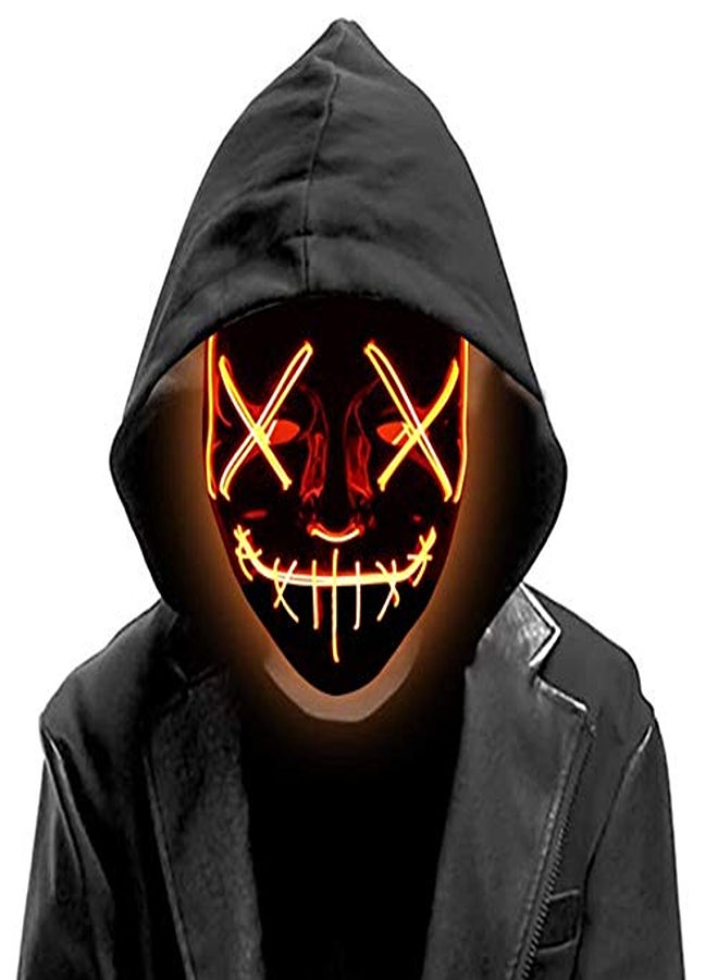 LED Carnival Mask – Funny Light-Up Face Mask for Costumes & Party (Orange) - Image 2