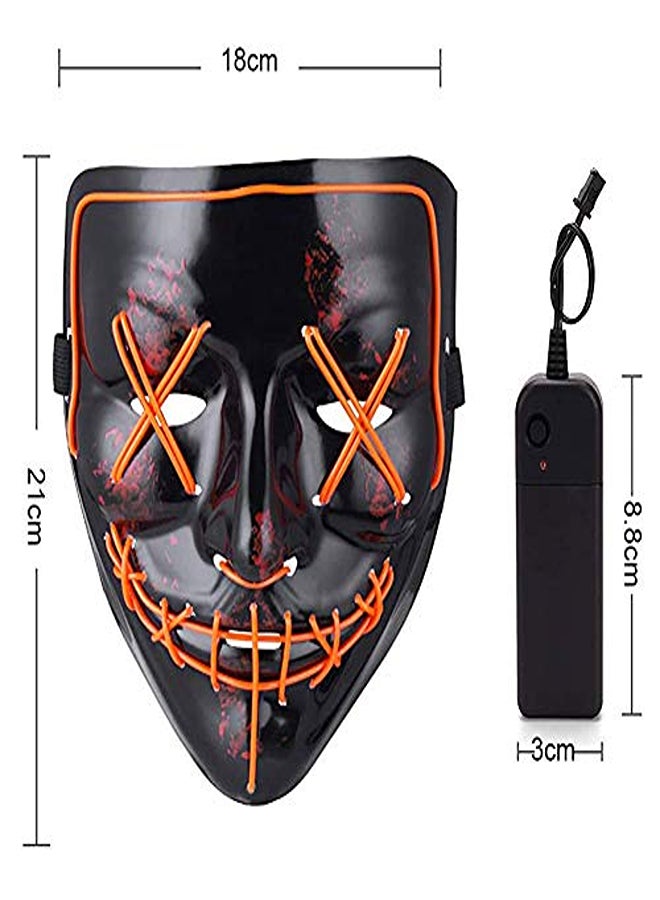LED Carnival Mask – Funny Light-Up Face Mask for Costumes & Party (Orange) - Image 1