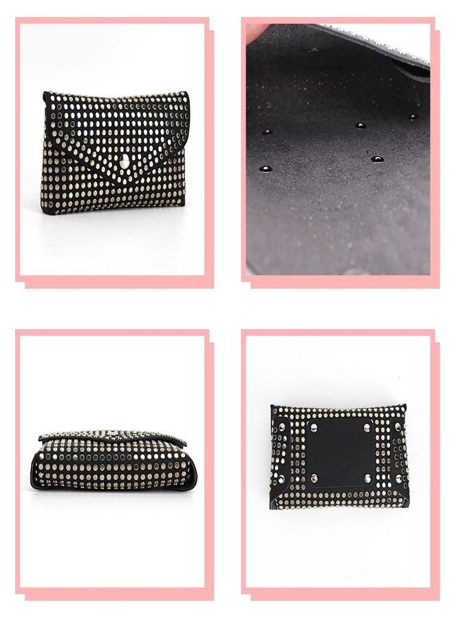 Lobagve Women Mini Punk Rivet PU Leather Fanny Pack Waist Bag Envelope Flap Clutch Cell Phone Purse - Image 4