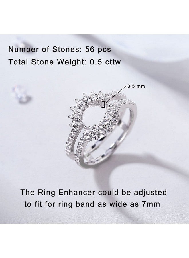 Newshe Jewellery Newshe Ring Enhancer For Engagement Rings Sterling Silver Curved Wedding Band For Women 5A Cz Eternity Size 8 - Image 3