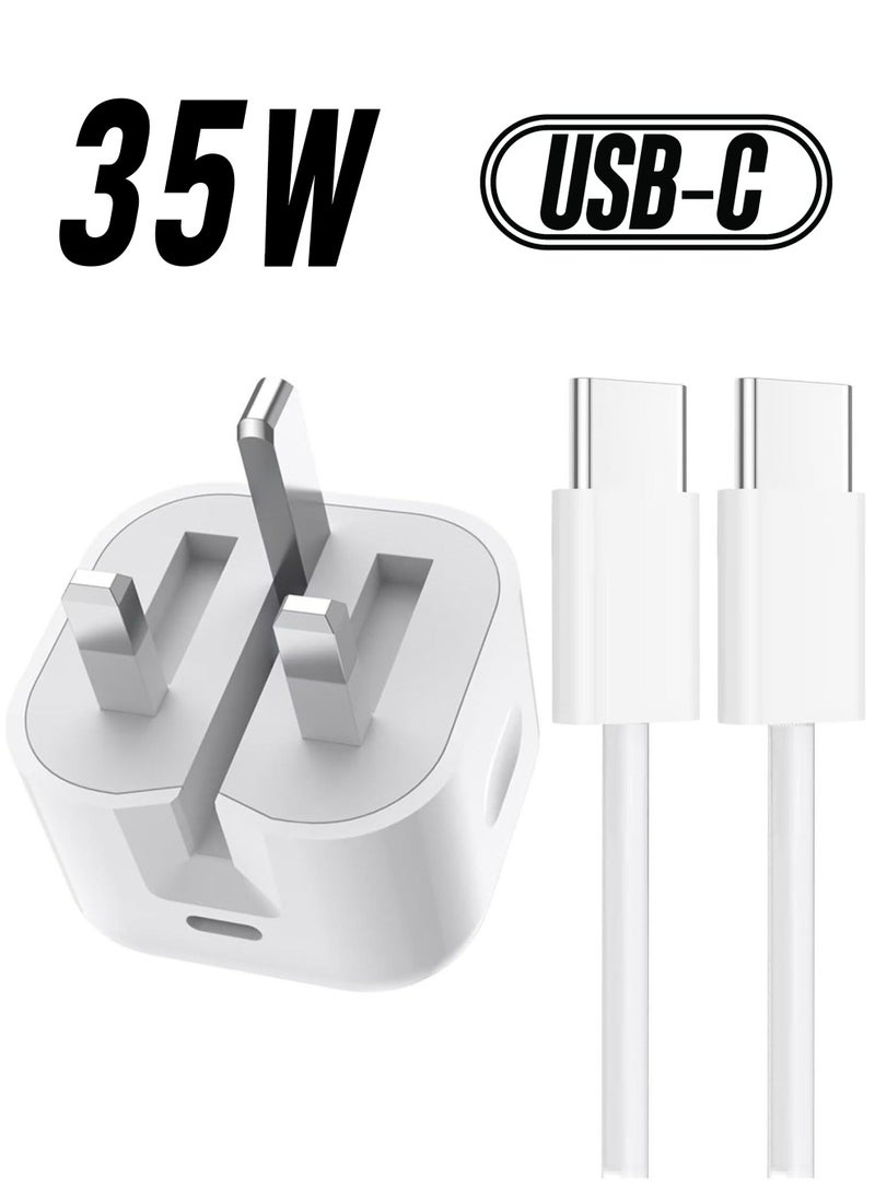 Coconut - iPhone 15 Pro Max Charger With USB C Port 35 Watt with 1M iPhone Fast Charging Cord Type C to C for iPhone 15 Pro max/15 Pro/15 plus/15, Samsung S24 and all USB C mobiles / Tabs - Image 1
