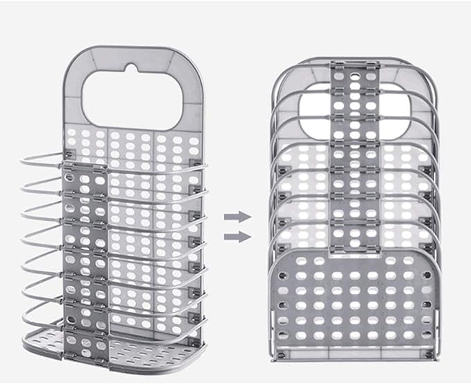 VIDORA VIDORA Wall Mounted Bathroom Hanging Mesh Laundry Basket Toiletry Organization Washing Bin Home Portable Magic Sticker Plastic Laundry Hamper Bag for Bathroom Bedroom Dirty Clothes  - Image 1