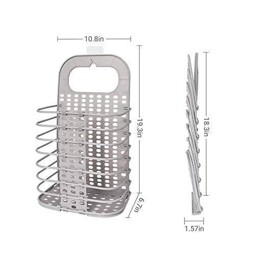 VIDORA VIDORA Wall Mounted Bathroom Hanging Mesh Laundry Basket Toiletry Organization Washing Bin Home Portable Magic Sticker Plastic Laundry Hamper Bag for Bathroom Bedroom Dirty Clothes  - Image 2