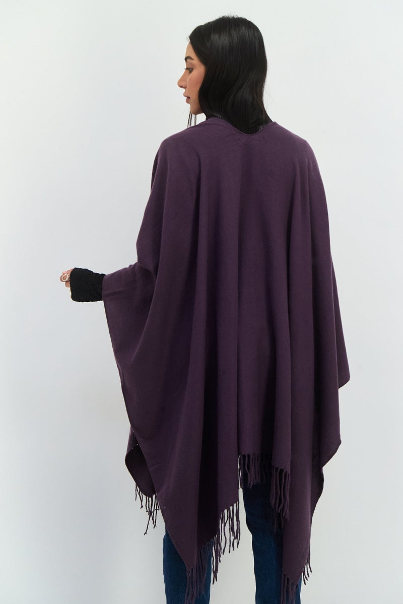 ADRIENNE VITTADINI Women Textured Poncho, Purple  - Image 3