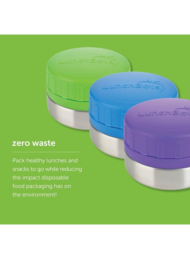 LunchBots Rounds Leak Proof 4 oz. Stainless Snack Container Jar, Set of 2, Green Lids - Image 5