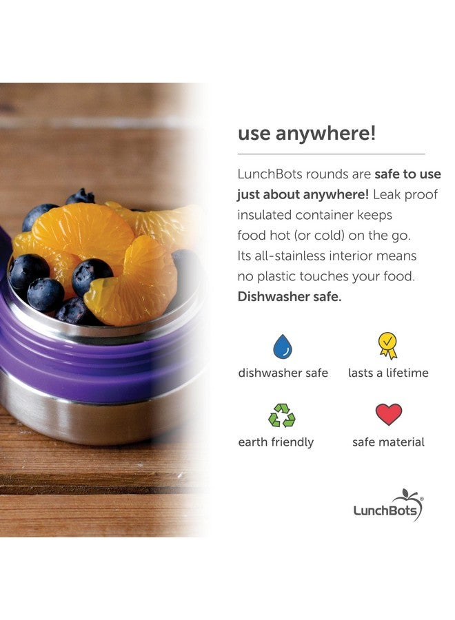 LunchBots Rounds Leak Proof 4 oz. Stainless Snack Container Jar, Set of 2, Green Lids - Image 4